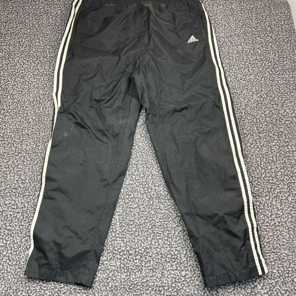 Vintage Adidas Track Pants Men Large Black White 3 Stripe Snap Button 40x31 L